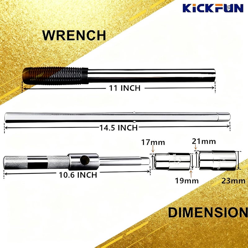 KickFun مفتاح صمولة عالمي (17 مم، 19 مم، 21 مم و 23 مم) لبراغي عجلات السيارات لتوفير الجهد في إزالة الإطارات (25 بوصة جديدة) - Image 4